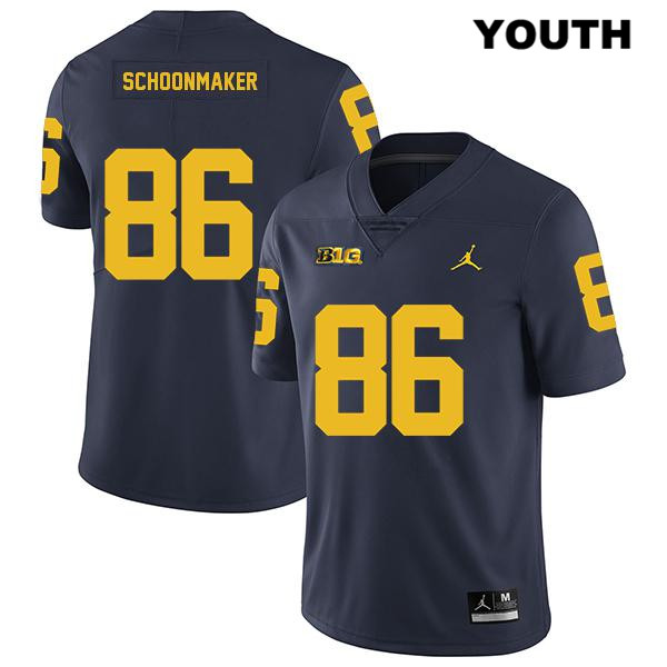 Youth NCAA Michigan Wolverines Luke Schoonmaker #86 Navy Jordan Brand Authentic Stitched Legend Football College Jersey KP25J58FF